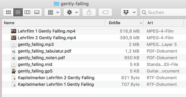 Dateien für Gently Falling Lernpaket